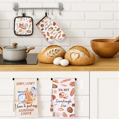 Hahafelt 5 Pcs Sourdough Baking Gifts Include Sourdough Bread Towels Apron Oven Mitt Pot Holder for Baker Bread Mom Sister Wife Aunt Lover