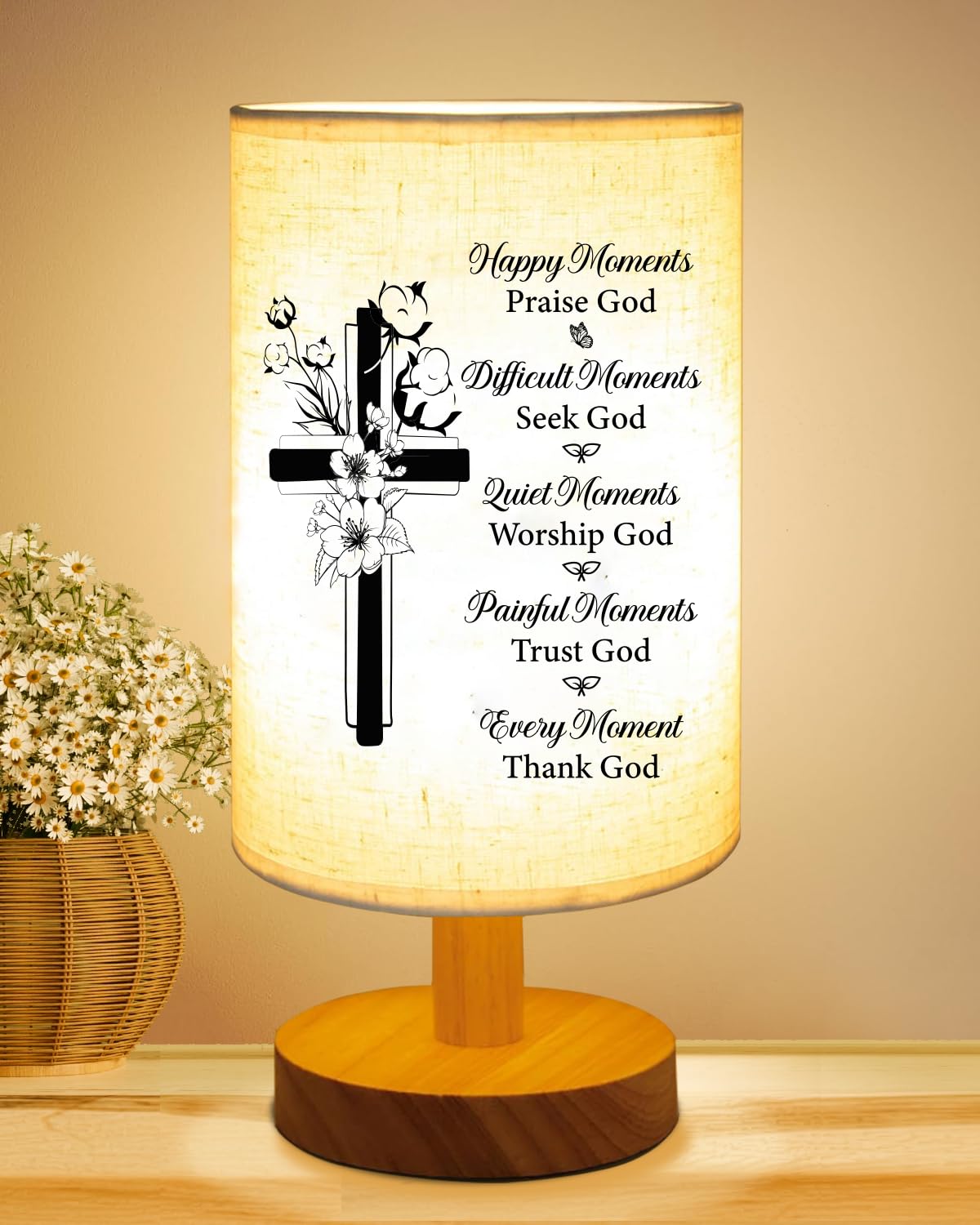 Christian Gifts for Women Faith, Inspirational Fabric Table Lamp, Graduation Birthday Religious Gift for Women, Sister, Friends, Bedside Table Lamp Christian Mothers Day Gifts