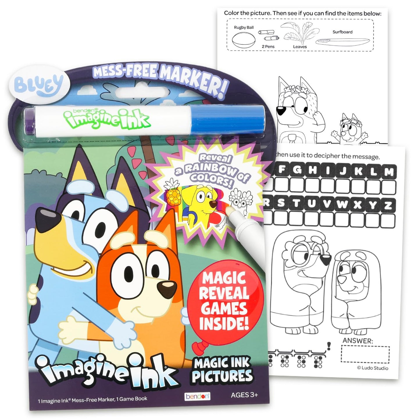 Bluey Easter Gift Bag Coloring Set - Bundle with 4 Coloring Activity Books, Easter Egg Print Cellophane Bag, Twist Tie, Stickers | Bluey Easter Gift Basket Stuffers