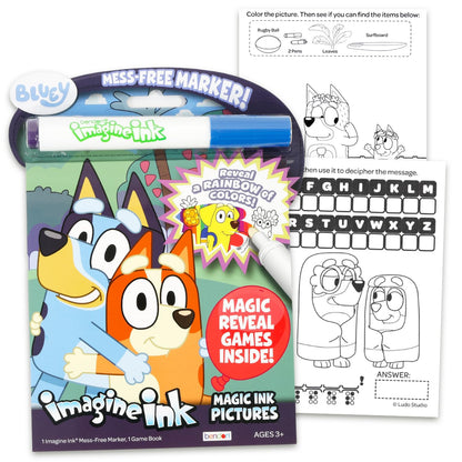 Bluey Easter Gift Bag Coloring Set - Bundle with 4 Coloring Activity Books, Easter Egg Print Cellophane Bag, Twist Tie, Stickers | Bluey Easter Gift Basket Stuffers