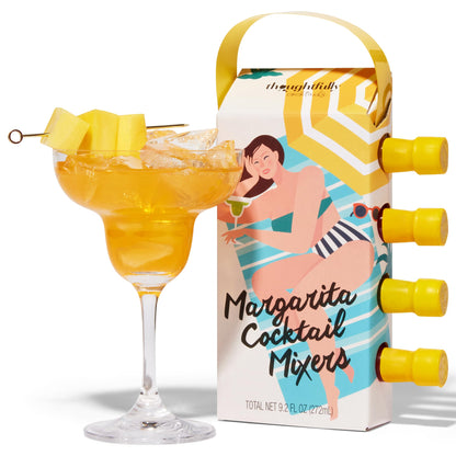 Thoughtfully Cocktails, Margarita Mixer Gift Set, 2.3 Ounces Each, Flavors Include Blood Orange, Strawberry, Mango, Watermelon, and Lime, Includes Rimming Salt, Pack of 4 (Contains NO Alcohol)