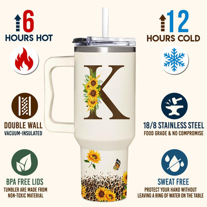 Personalized Mothers Day Gifts - Sunflower Gift For Women - Mothers Day Gifts For Mom, Sister, Daughter, Wife, Grandma - Mothers Day, Birthday Gifts For Mom, Her, Friend - Monogrammed Tumbler 40oz