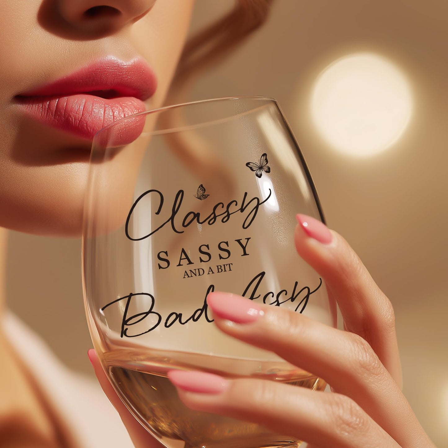 Funny Gifts for Women – Sassy Cute Fun Birthday Present for Friends, Sister, Coworkers, Neighbor Girlfriend Lovers, Gag Gifts for Woman, Man – 15oz Wine Glass for Women, Christmas Gift