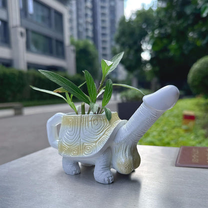 Penis Turtle Planter Turtle Flower Pot Mischievous Joke Gift Indoor and Outdoor Garden Decoration