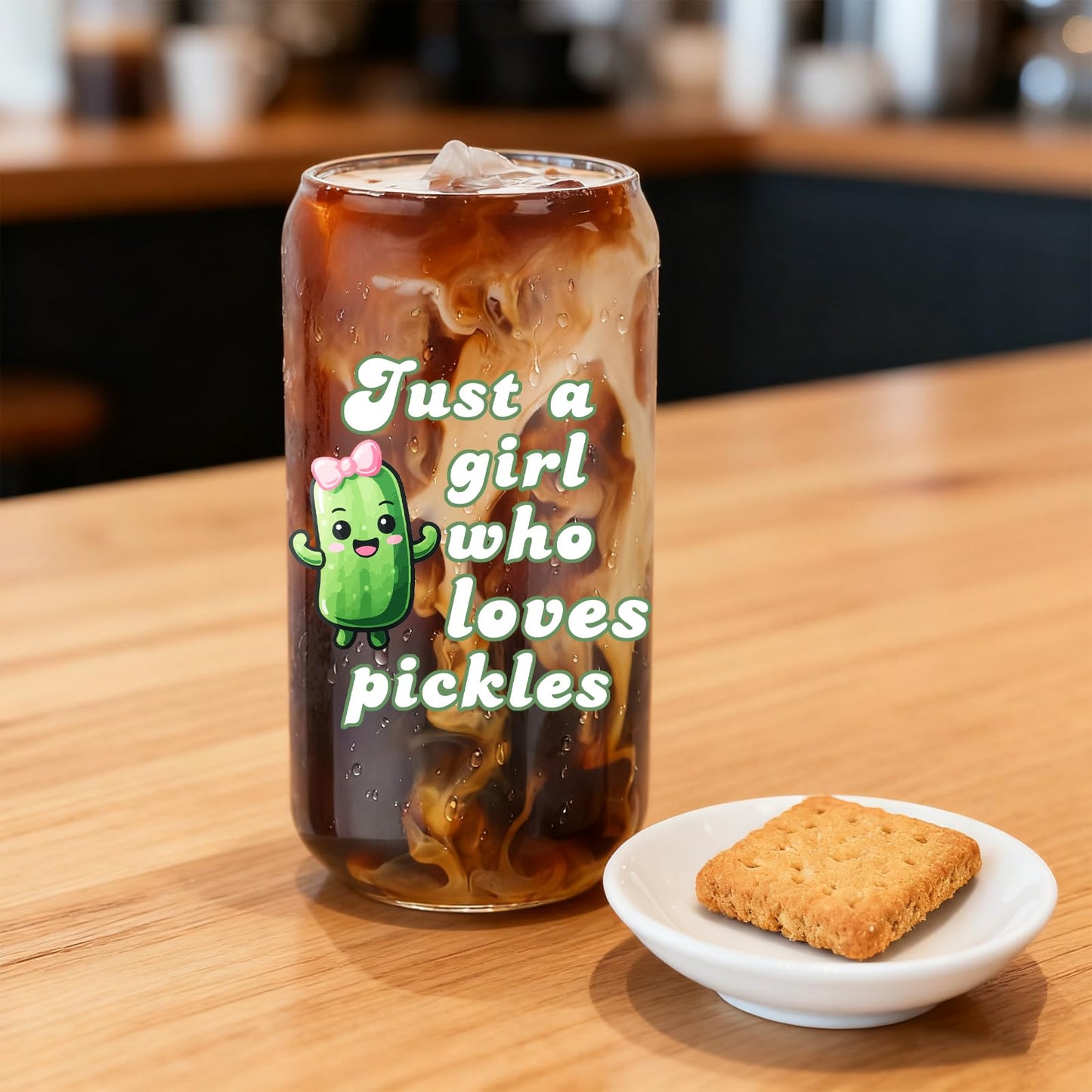 Pickle Gifts for Women, Funny Pickle Lover Gift Set with 16oz Glass Tumbler, Bracelets, Pouch Bag, Scrunchie, Box for Pickles Themed Party, Birthday Mothers Day Gift Idea(Pickles)