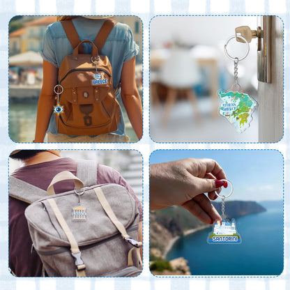 Sureio 24 Pcs Greek Keychains Ancient Athens Greece Acrylic Keychains Greece Souvenirs Greek Gifts for Christmas Birthday Party Favors
