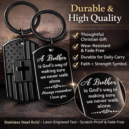 Brother Birthday Gift Set from Sister for Brother Adult Men Funny + Inspirational 5-Piece Gift Bracelet, Socks, Leather Journal, Plaque & Keychain Birthday/Christmas/Just Because
