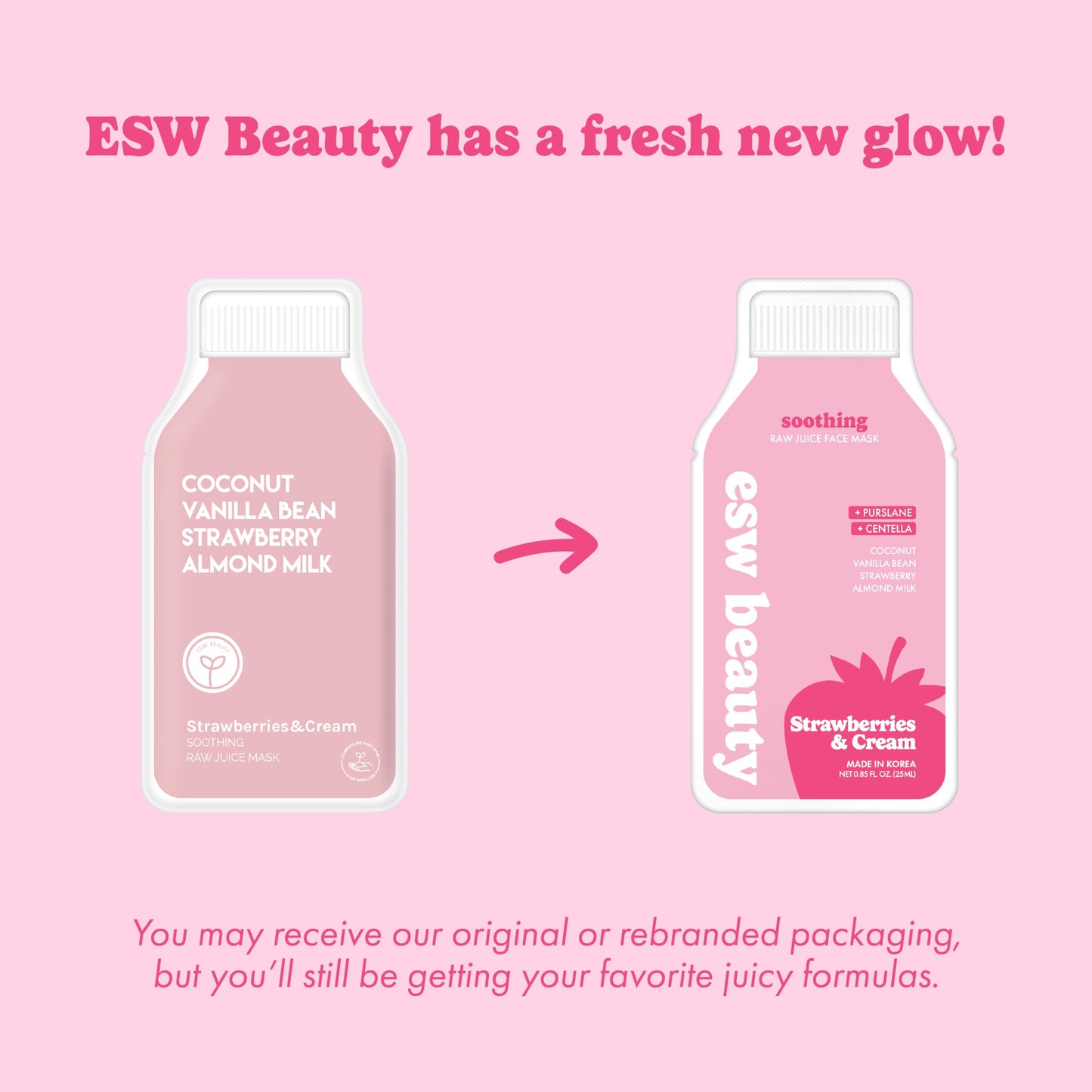 ESW Beauty Strawberries & Cream Soothing Korean Face Mask – Vitamin C, Centella & Vitamin E for Sensitive Skin, Hydration & Barrier Support – Skincare Gifts for Women