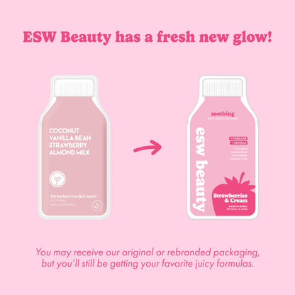 ESW Beauty Strawberries & Cream Soothing Korean Face Mask – Vitamin C, Centella & Vitamin E for Sensitive Skin, Hydration & Barrier Support – Skincare Gifts for Women