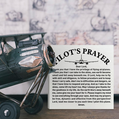 Pilot Gifts for Men Aviators, Aviation Gifts, Gifts for Pilots, Pilot's Prayer Wooden Box Sign Decor, Birthday Christmas Gifts for Pilot Dad, Son, Husband, Closer to You Each Time I Pilot This Plane