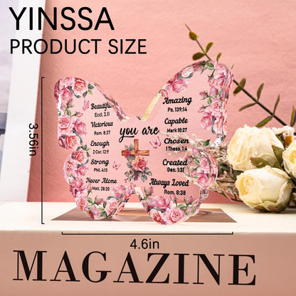 Butterfly Gifts for Women Christian Gifts for Women Faith Birthday Inspirational Spiritual Catholic Gift Best Friend Acrylic Decorations Religious Encouragement Gift For Mom Sister Thanksgiving