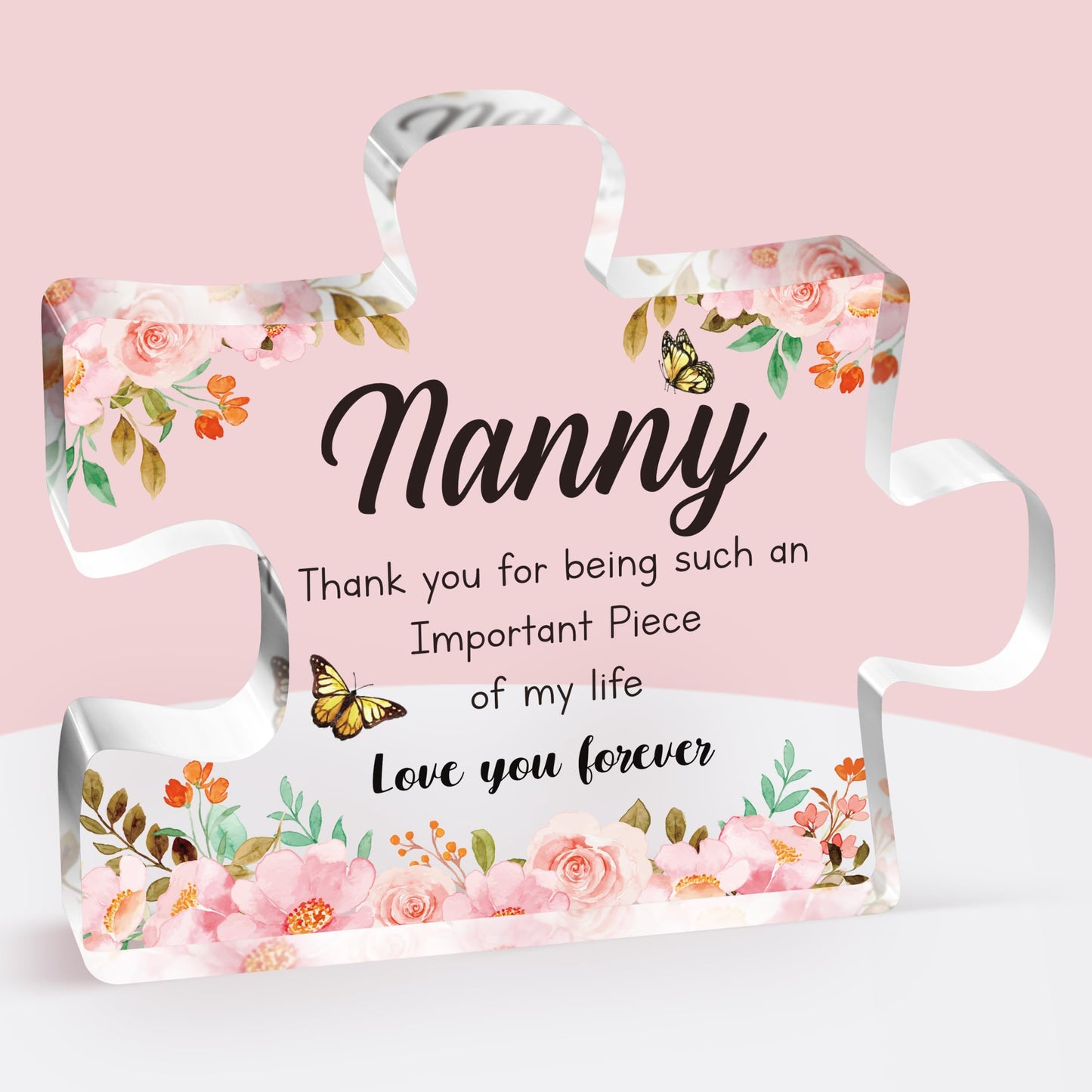 Gifts for Nanny - Acrylic Puzzle Piece Decorations 3.9 x 3.3 inch - Delicate Nanny Gifts from Grandchildren - Christmas Mothers Day Birthday Gifts for Nanny, Ideas