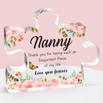Gifts for Nanny - Acrylic Puzzle Piece Decorations 3.9 x 3.3 inch - Delicate Nanny Gifts from Grandchildren - Christmas Mothers Day Birthday Gifts for Nanny, Ideas