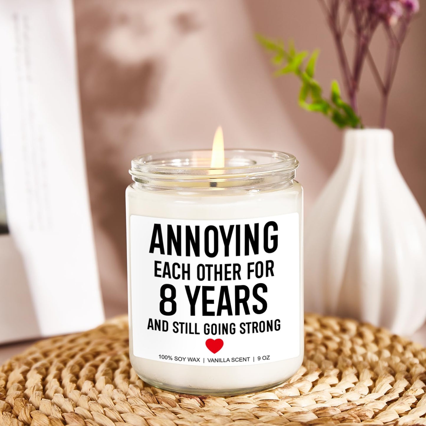 Younift Funny Scented Candle, 8 Year Bronze Anniversary, Gifts for Men, Women - 8th Anniversary, Gifts for Him, Her - 8th Wedding Anniv. Presents for Husband, Wife, Couple - 9 oz