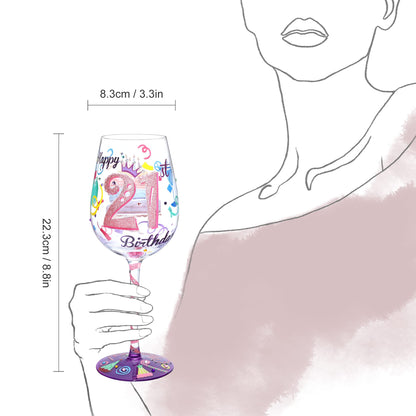 NymphFable Hand-painted Wine Glass 21st Birthday Gift Artisan Painted 15oz Personalised Gift for Her