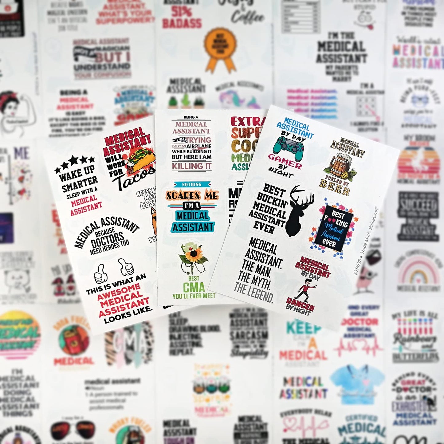 BulbaCraft 100 Pcs Funny Medical Assistant Stickers, Medical Assistant Gifts for Women & Men, Gifts for Women & Men