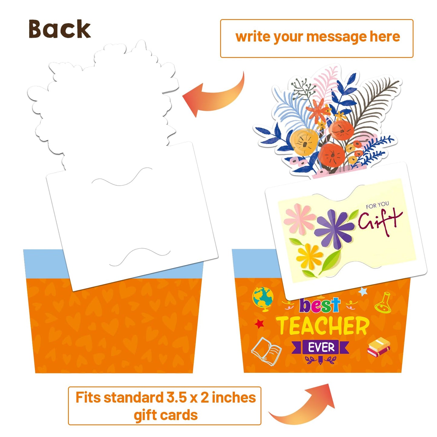 Fancy Land 12 Pcs Teacher Appreciation Gift Card Holders Money Card Sleeves Teacher Appreciation Gifts in Bulk for End of School Year Graduation