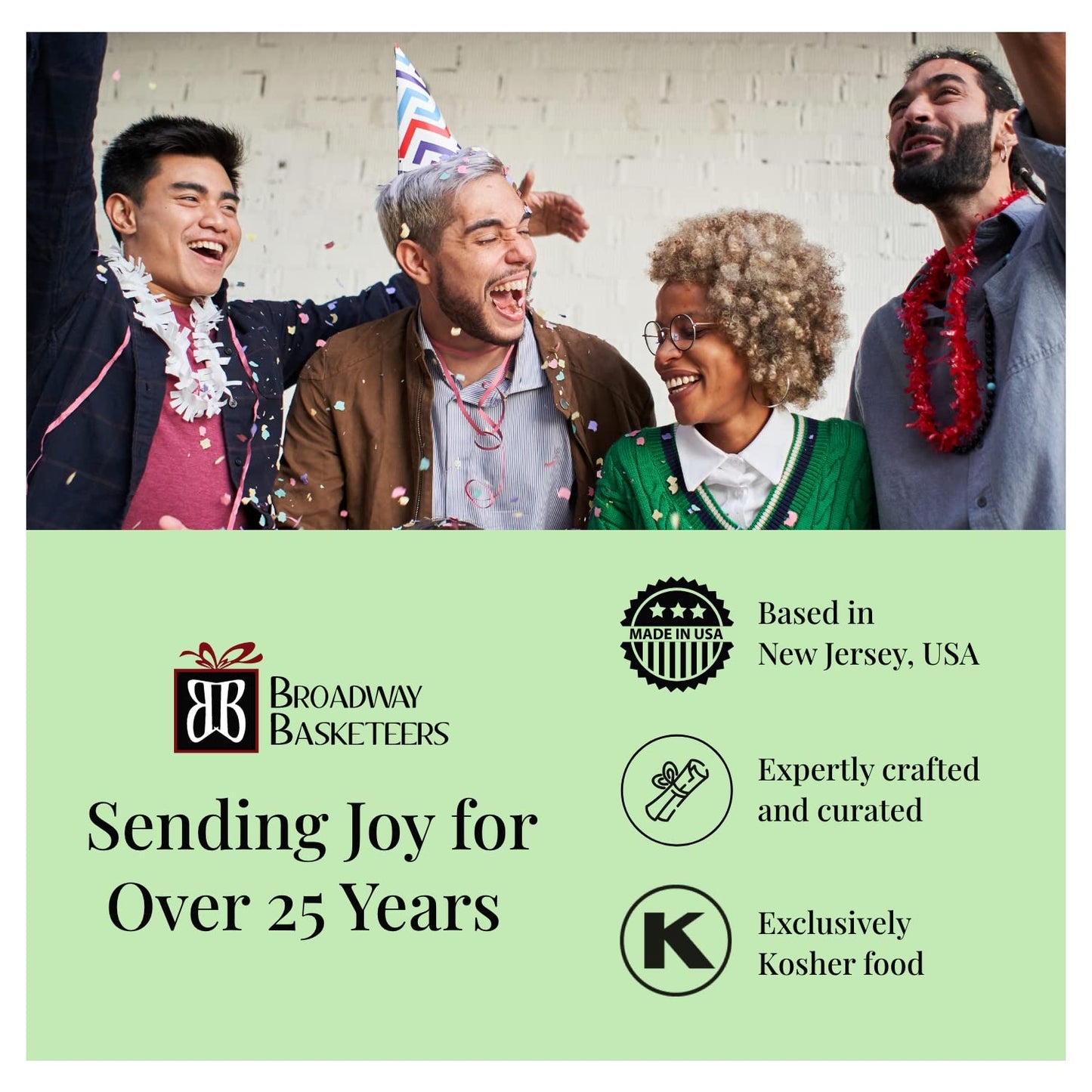Broadway Basketeers Gift Tower with Gourmet Cookies & Snack Treats for Memorial Day, Birthdays, Corporate Thank You Gifts, Kosher