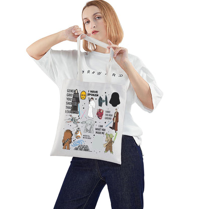 WZMPA Star Movie Tote Bag Helmets Inspired Gift Clone Wars Reusable Grocery Bag Cartoon Movie Lover Merchandise