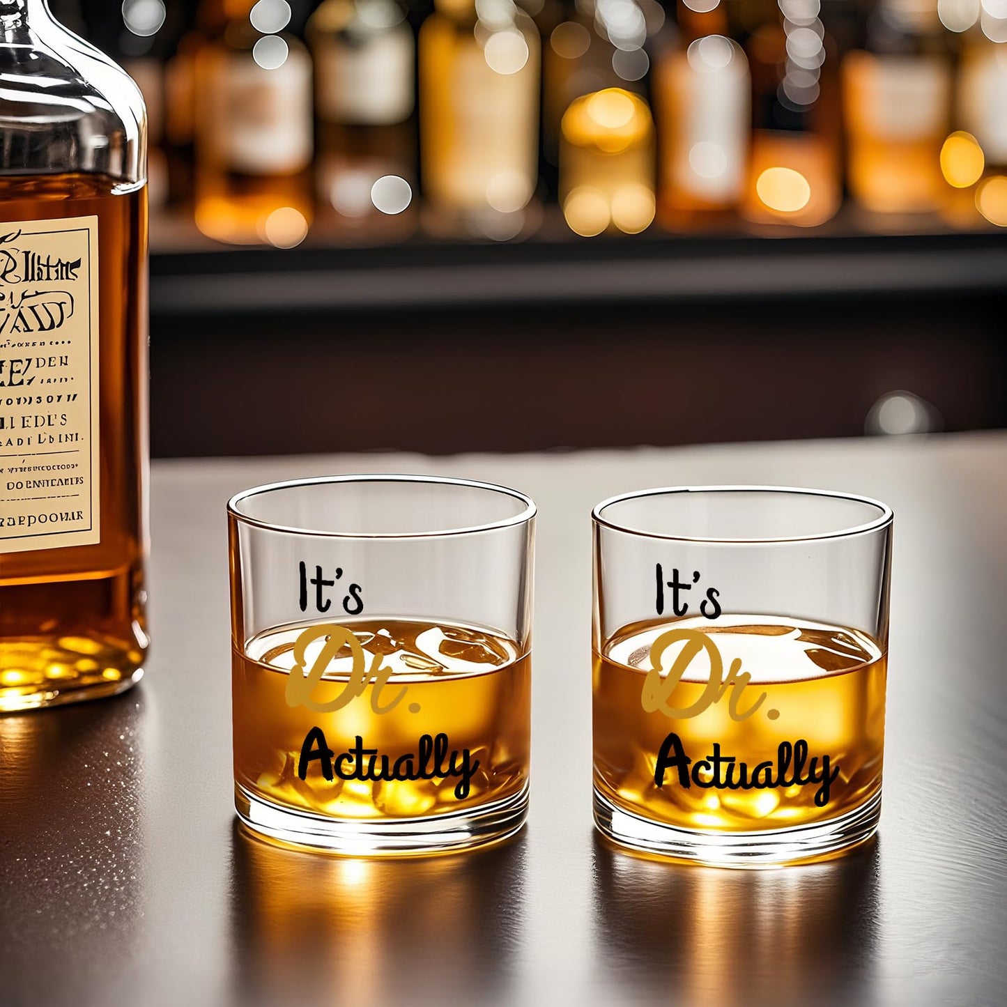 Doctor Gifts, It's Dr. Actually Whiskey Glass, Funny It's Dr Actually PHD Graduation Gift, Doctor Gifts for Men Doctors Dentist Physician MD PhD Medical, 10oz