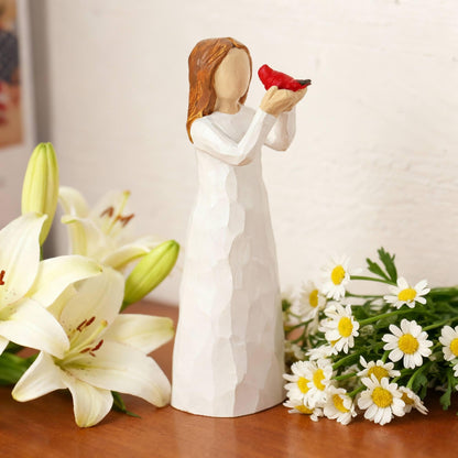 Angel Cardinal Figurines Gift for Women, Messenger, Sympathy Gifts for Loss of Loved One, Sculpted Hand-Painted Figure Statue Home Decor
