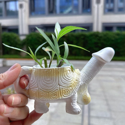 Penis Turtle Planter Turtle Flower Pot Mischievous Joke Gift Indoor and Outdoor Garden Decoration