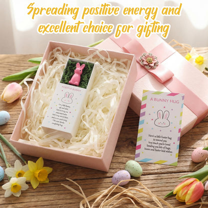 Amyhill 60 Sets Easter Pocket Hug Gifts Bulk for Coworkers Emotional Positive Support Bunny Pocket Hug with Inspirational Card Box Thank You Gift for Staff Team Office Employee Teacher Appreciation