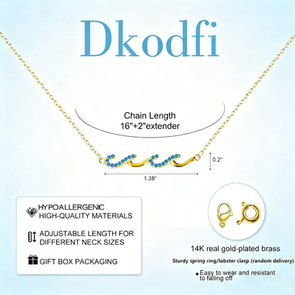 Beach Jewelry for Women, Wave Necklace for Women, Dainty 14K Gold Plated Necklace Friendship Gifts Beachy Jewelry -Birthday Gifts for Daughter Mom and Sister Ocean Necklaces Wave Charm