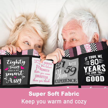 80th Birthday Gifts for Women, Birthday Gift for 80 Year Old Woman, Best Gifts for 80th Birthday Decorations for Women, Gifts for 80 Year Old Woman Throw Blanket 60"x50"
