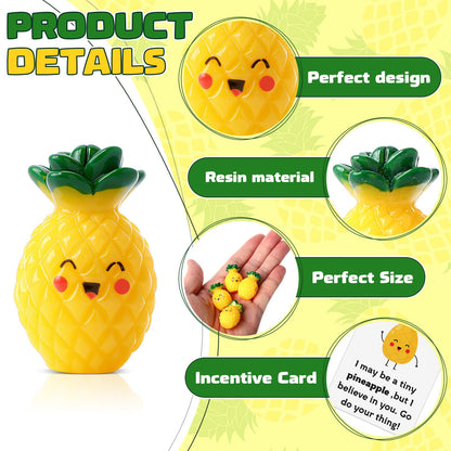 30 Sets Positive Pineapple Gift Bulk Inspirational Support Card Resin Cute Realistic Pineapple for Coworker End of Year Employee Teacher Back to School Gift
