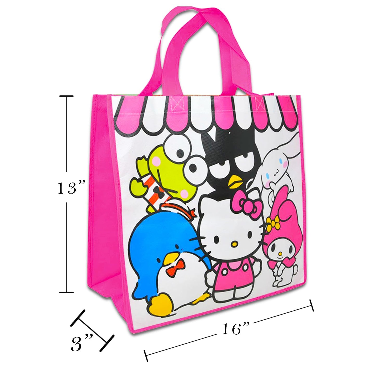Hello Kitty Tote Bag Set for Girls - Accessories Bundle with 3 Sanrio Reusable Grocery Bags with Stickers, More | Hello Kitty Tote Bag Set