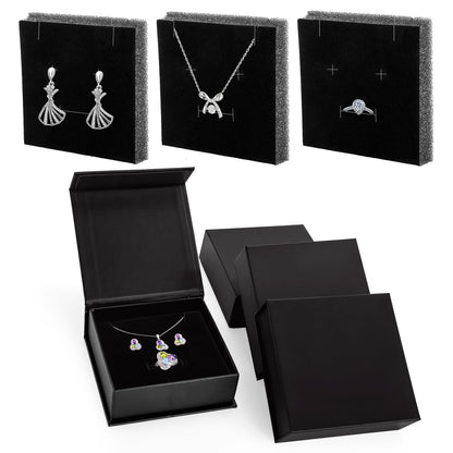 Covzoe 24 Pack Cardboard Jewelry Boxes, 3.6 x 3.6 x 1.3 Inch Small Jewelry Gift Boxes with Sponge Filled and Lid, Jewelry Storage Display Case for Necklace Earring Ring, Black