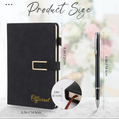 Hoolerry Officiant Book with Black Ink Pen 5.7 x 8.2 Inch Hardcover Wedding Journal Notebook with 200 Pages Officiant Gift Pastor Gift for Church Wedding Sermon Minister(Black)
