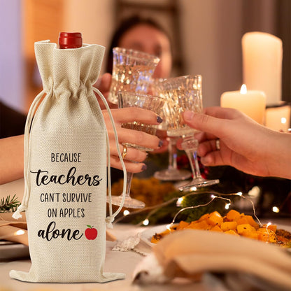 Funny Teacher Gifts for Women, Teacher Wine Bag, Teachers Valentines Day Retirement Appreciation Birthday Gifts for Teachers，Teachers Wine Bottle Bags