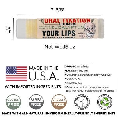 The Unemployed Philosophers Guild Sigmund Freud's Oral Fixation Lip Balm - Eucalyptus Mint Flavored, Cruelty-Free and Made in the USA from Natural and Imported Ingredients