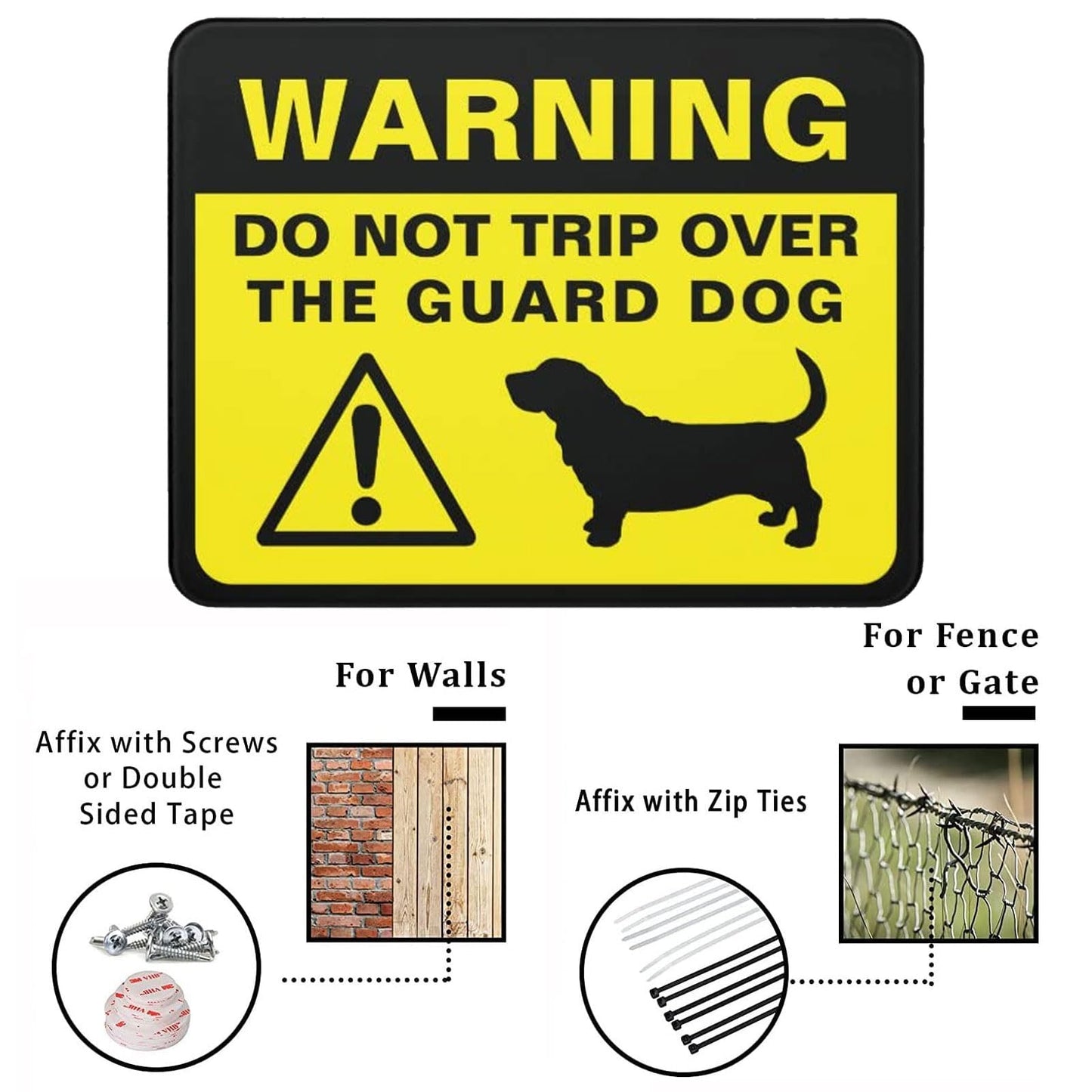Aluminum Metal Warning Sign Basset Hound Silhouette Funny Guard Dog Indoor & Outdoor Signs for Home, Office