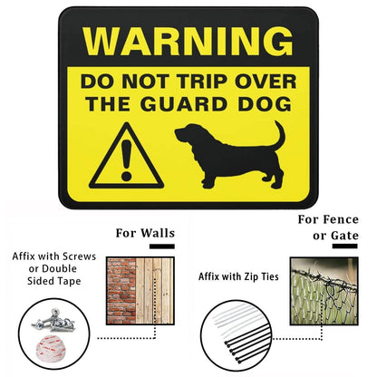 Aluminum Metal Warning Sign Basset Hound Silhouette Funny Guard Dog Indoor & Outdoor Signs for Home, Office
