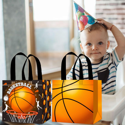 Basketball Party Favors Bags 12PCS Basketball Birthday Party Supplies Basketball Goodie Bag with Handles Sport Sport Ball Non-woven Candy Treat Snack Bags for Birthday Retirement All Star Party Decor