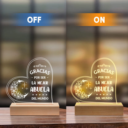 GiltGlimmer Abuela Gifts, Birthday Gifts for Grandma in Spanish, Regalos para Abuela Engraved Acrylic Night Light, Spanish Grandma Birthday Gifts, Gifts for Abuela from Grandchildren