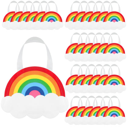 Tranqun 36 Pack Rainbow Party Favor Bags with Handle Rainbow Goodie Non-woven Treat Candy Gift Bags for Cloud Birthday, Baby Shower, Gender Reveal Party Supplies