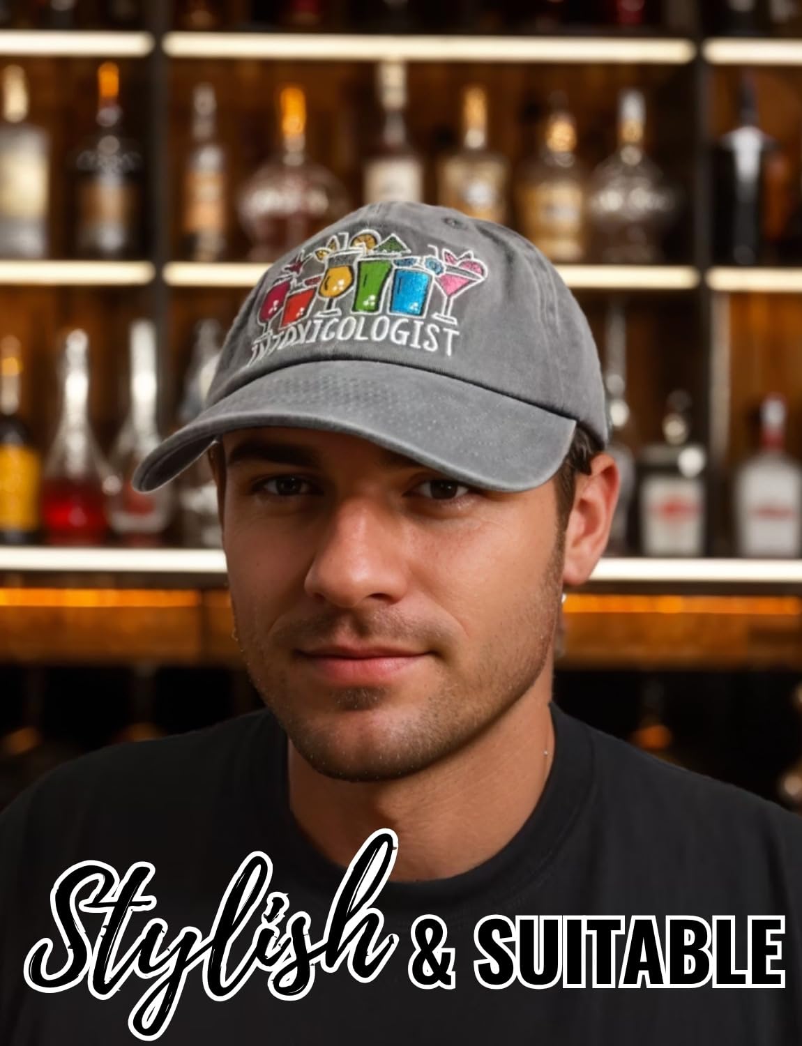 InnoBeta Bartender Gifts for Men Women, Bartender Cap Embroidered Adjustable Hat Gifts Accessory for Birthday & Christmas Grey