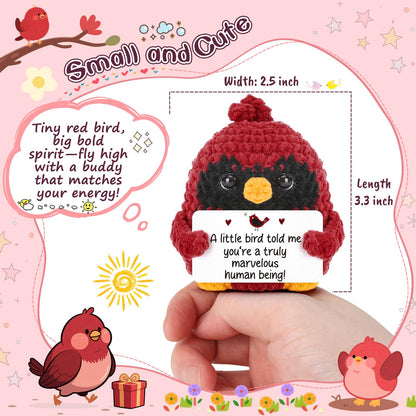 MY-ALVVAYS Mini Crochet Figurine Collectible Doll, Red Bird Thank You Gifts for Women, Teacher Appreciation Gifts Birthday Graduation, Woman Man Male Female Emotional Gifts