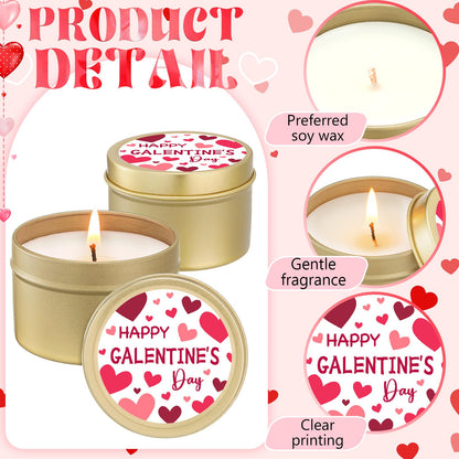 Lounsweer 6 Pcs Happy Galentine's Day Theme Candles Gift for Women Best Friend Valentines Day Burning Aromatherapy Candles Romantic Gifts for Girlfriend Wife Friendship Sisters Party Favors