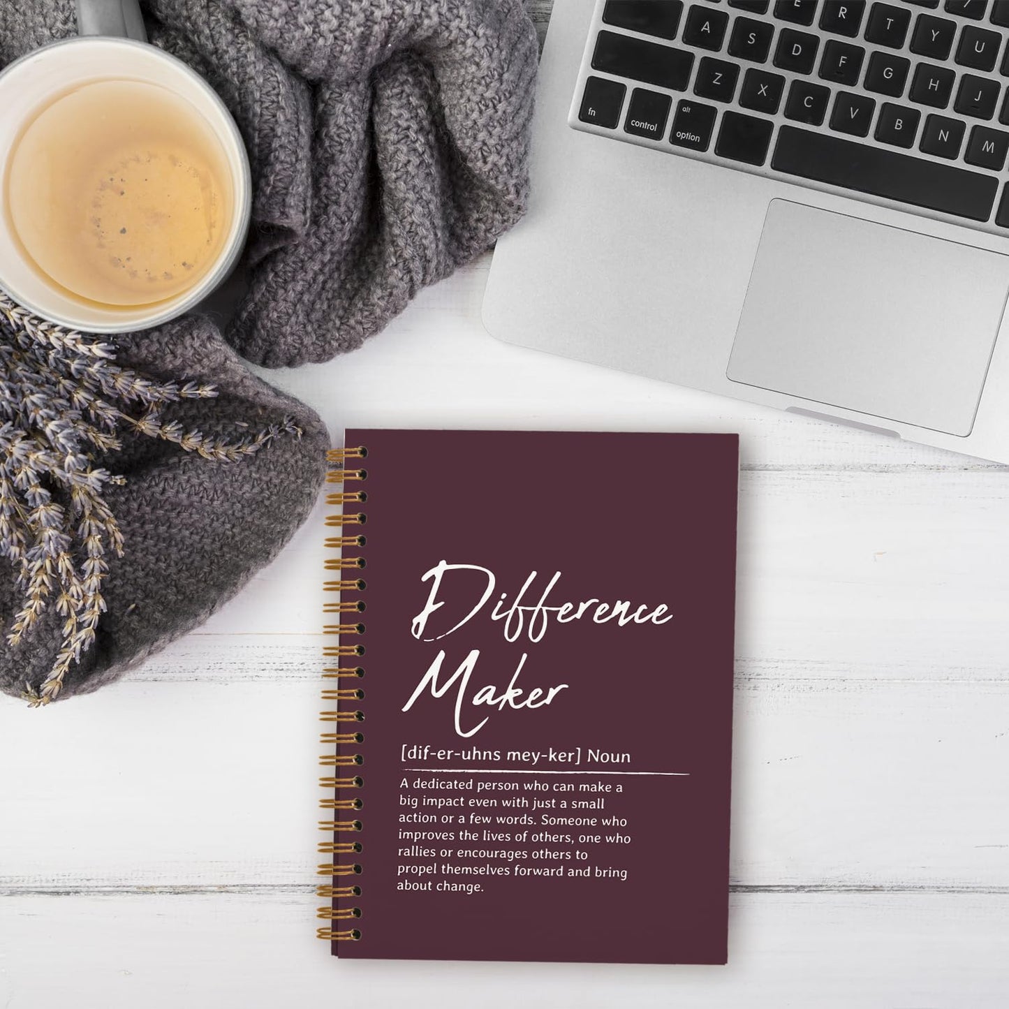 OXW Burgundy Notebooks for Work, Difference Maker Gift Meeting Notebook Journal for Writing, Employee Appreciation Gifts, Thank You Gifts for Women Men Leader Mentor Boss Manager, 5.5"x8.3"