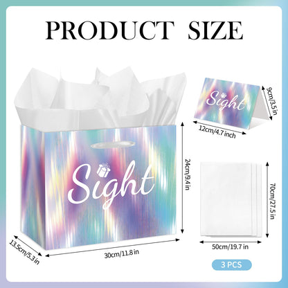Large 5 Senses Gift Bags For Him Her - Sight Smell Touch Taste Sound Gift Bags with Cards & Tissue Paper for Wedding Favors, Birthday Party Gifts, Birthday, Anniversary, Mother'S Day, Valentine'S Day