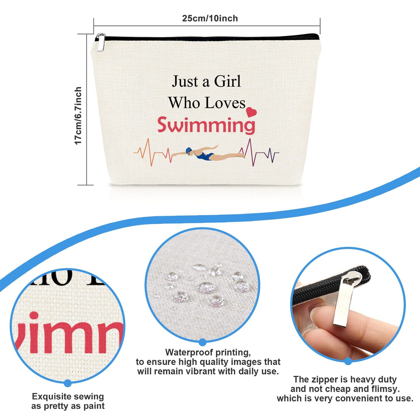 Girl Swimmer Gifts Makeup Bag Swim Lover Gift Swimming Team Gift Cosmetic Bags Birthday Christmas Graduation Gifts for Girl Women Swimmer Swim Lover Daughter Friends Travel Toiletry Pouch