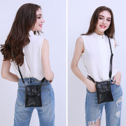 WITERY Small Crossbody Bag for Women Goth Bag Cell Phone Purse PU Leather Gothic Purse Mini Concert Shoulder Travel Purse with Chain