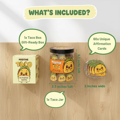 DEARMINE Positive Taco Jar – 60 Affirmation Cards Emotional Support Taco Gift for Taco Lovers, Birthday Gifts for Women