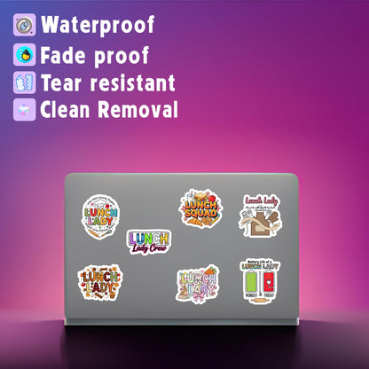 30pcs Lunch Lady Stickers Pack – Waterproof Appreciation Vinyl Decals with Food and Quotes – Fun Sticker Set for Notebooks, Tumblers, Laptops, Gifts, Cafeteria Workers & Teacher Appreciation
