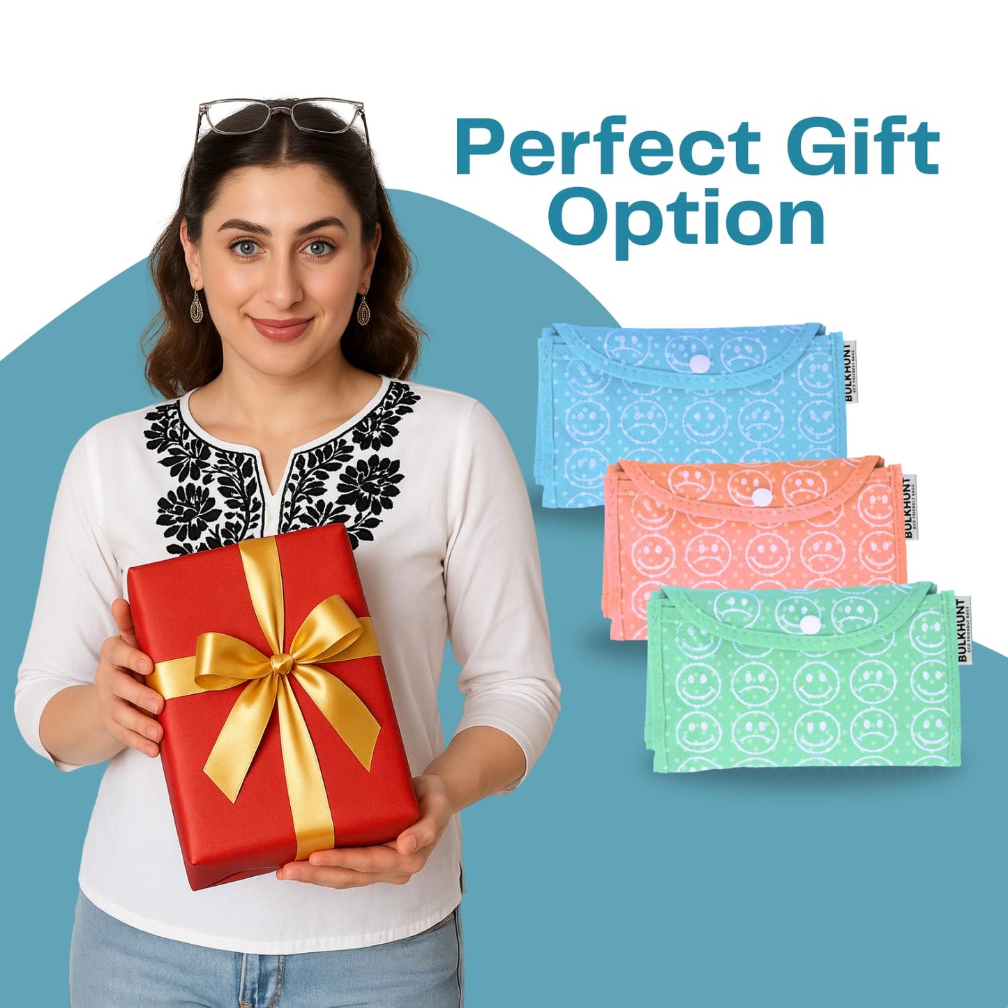 Bulkhunt Oytra Foldable Shopping Bags Reusable Grocery Bag 12 Pcs Return Gift Wedding Birthday House Warming Events Functions